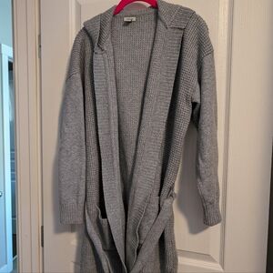 L L Bean All-Day Waffle Sweater, Hooded Wrap Cardigan